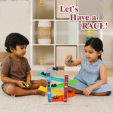 A07123 Wooden Car Ramp Racer with 4 Mini Racing Cars and Parking Top