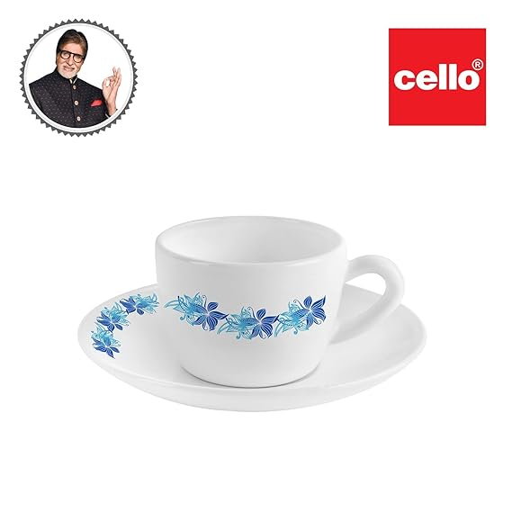 AM2519 Cello Opalware Queen Cup & Saucer 130ml Set Of 12 Pieces