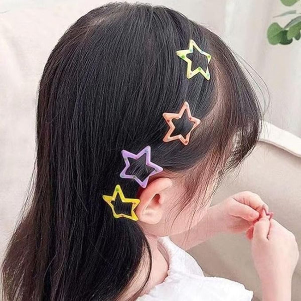 AM1220 Star Shape Hair Clip Lovely Sweet Hairpin Colorful Star Hair Barrettes Bangs Clips Headwear Hair Accessories for Women Pack Of 4 Pcs