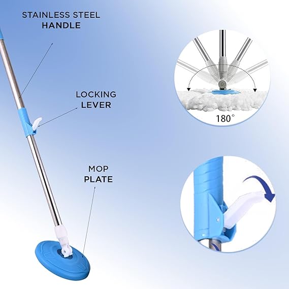 AM2532 Spin Mop Stick for Floor Cleaning 360 Degree Spin Mop Stick Rod with 1 Microfiber Refill Muliticolour