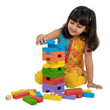 A07142 Wudly Wooden Color Block Stacking Tower Game with Dice for Kids and Family