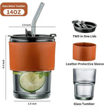 3221 Slub Glass an Insulated Tumbler with a Closed lid , Straw