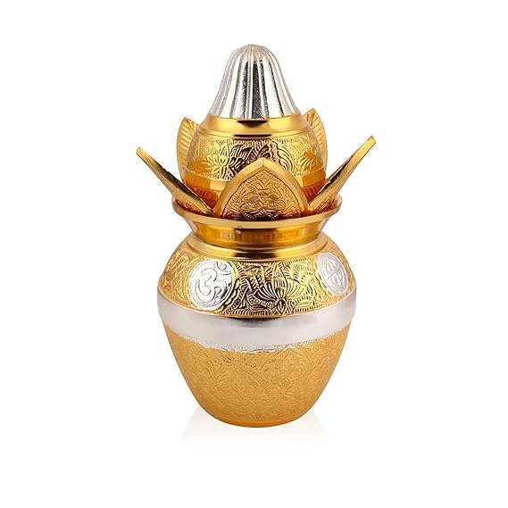 AM0728 Kalash with Coconut for Pooja Temple (Gold Plated)
