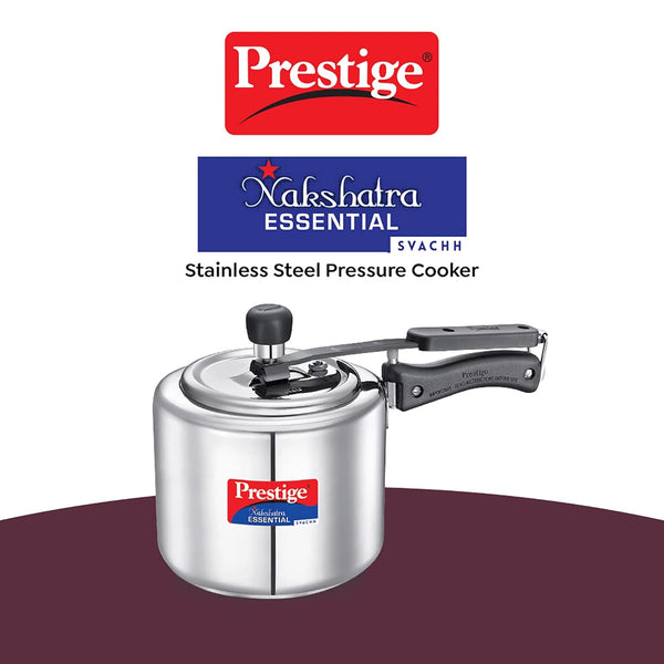 AM2247 Prestige 3L Nakshatra Essential Svachh Stainless Steel Pressure Cookers( Silver, Tri-Ply Bottom, Inner Lid)