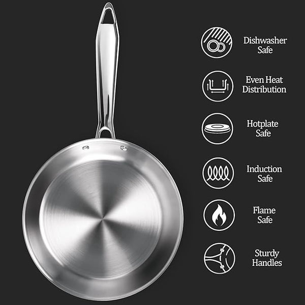 AM0976 Milton Pro Cook Triply Frypan With SS Lid 24cm Designed For Healthy Cooking