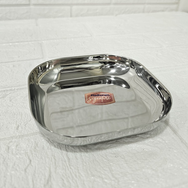 AM6011 Madhuram Stainless Steel Small Square Breakfast Plate