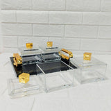 Di0157 Rishabh Super Canopy Multipurpose Set - 4 Heavy Acrylic Containers with Black Marble Finish Tray