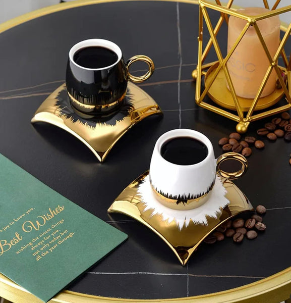 AM2557 Yamasin Ceramic  (Gold, Black, Cup and Saucer Set) YCS1866