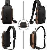 AM5415 Anti theft Crossbody Sling Bag, Waterproof Chest Daypack with USB Charging, Shoulder Backpack for Men Women