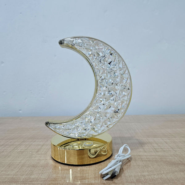 AM5942 Crystal Moon LED Table Lamp with USB Cable - Sensor 3 Color Modes