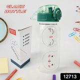 12713 Anti-Leak Glass Water Bottle, Crystal Glass Water Bottle For Kids, Stylish Water Bottle with Sipper