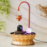 AM5945 Luxury Copper Shivling Water Fountain With Crystal Ball for Home Decor