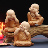 AM5363 Little Monk Sculpture Hand-carved Buddha Sitting statue -Pack of 1 pcs ( Multidesign)
