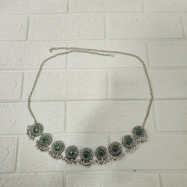 Di0046 Oxidized Silver Dangler Kamarbandh with Colorful Beads and Cowrie Shells (Multidesign)