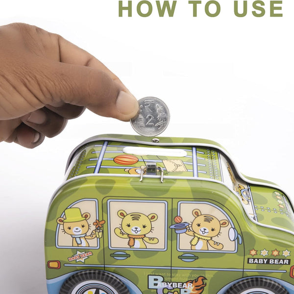 AM5901 S24 Car Shape Money Saving Piggy Bank with Lock and Key for Kids