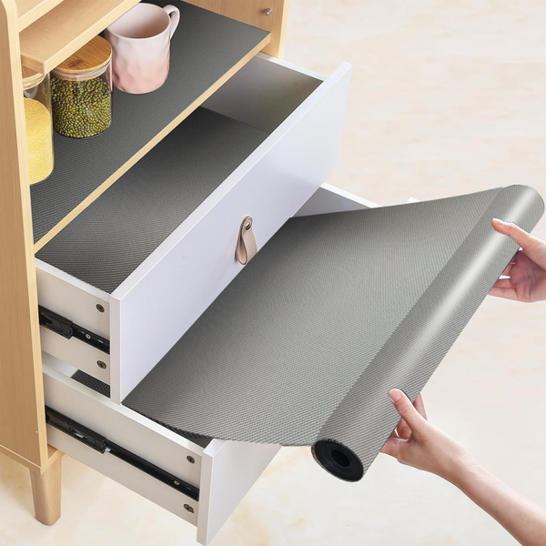 AM6348 Anti Slip Mat for Fridge, Kitchen Drawer mat (Grey) 45x500 cm