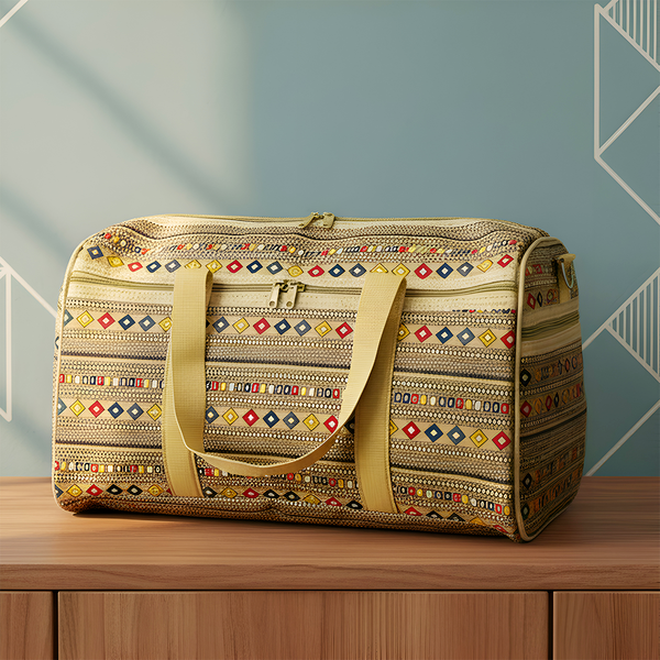 AM6299 Geometric Print Bandhani Travel Duffle Bag