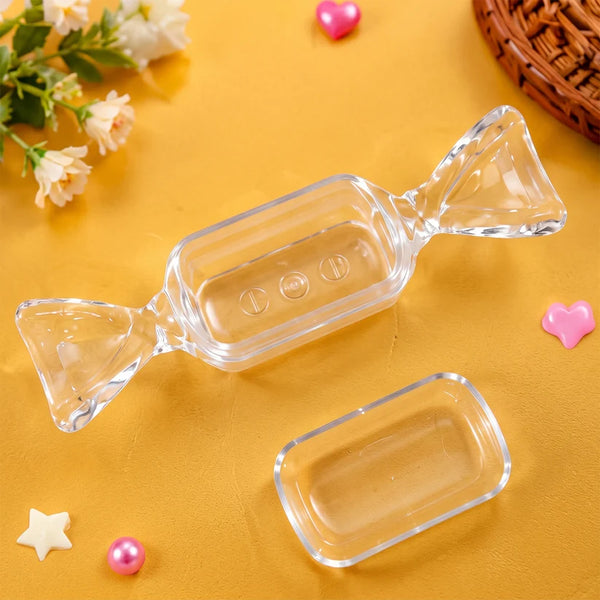A08141 Candy Shape Jewellery Storage Box with Clear Lid for Rings and Studs (1 Pc)