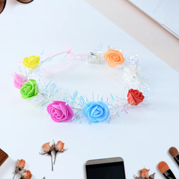 8971 LED Flower Crown Headband – Multicolor Light-Up (1 Pc), Hair accessories