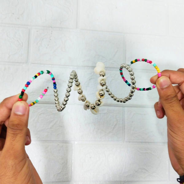 Di0309 Colorful Navratri Kodi Bracelets – Beaded Cowrie Shell for Garba
