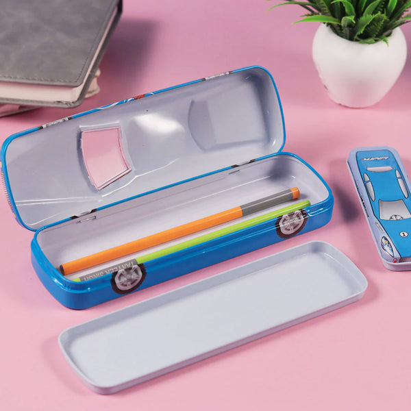 AM5903 Car Shape Metal Pencil Box & Geometry Box - Pack of 2