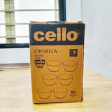 AM5680 CELLO Ornella Glass Bowl - 180Ml (Set of 6 Pcs)