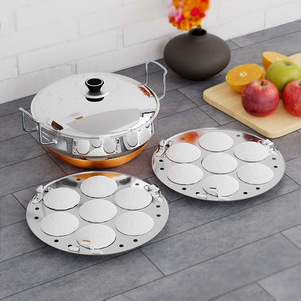 3833 3 in 1 Stainless Steel Copper Induction Kadai ( 2 Idli Plate, 2 Dhokla Plate, 1 Steam Plate )