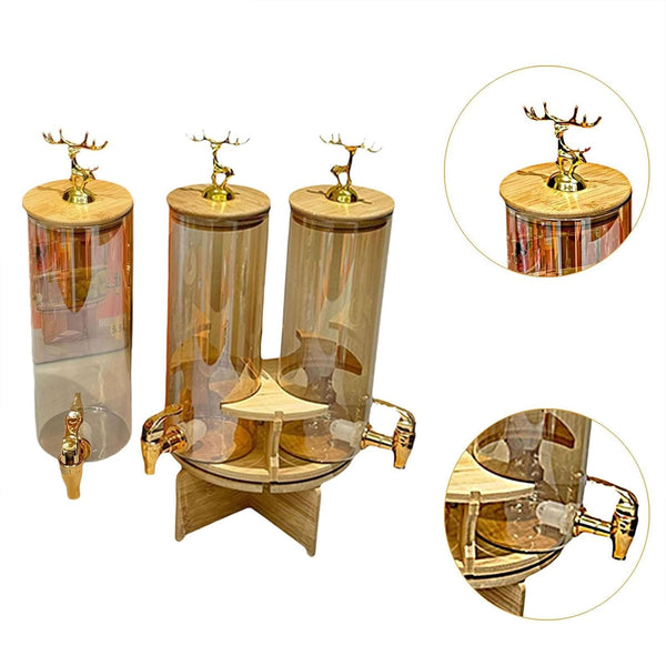 AM5970 3-Compartment Beverage Dispenser with Golden Tap & Stand (Each 1850 ml)