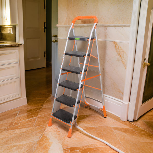 3904 - 6 Step Ladder for Home use | Heavy Duty Alloy Steel Foldable Step Ladder