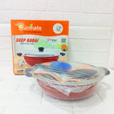 AM6141 Sunmate Deep Kadai with Steel Lid (2.5ltr)– Hammertone Series (Non-Stick Cookware)