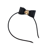 AM6380 Multicolour Elegant Glitter Bow Hairband with Pearl & Stone Centerpiece