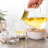 AM5991 Classic Transparent Glass Water Jug with 4 Cups & Tray – Elegant Drinkware Set