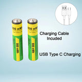 15494 AAA Rechargeable 800 mWh Batteries With Recharging Cable (2 Pc Set)