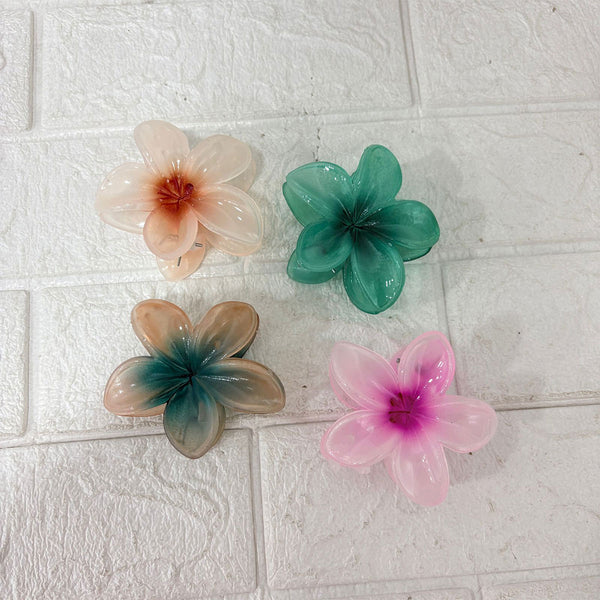 AM6397 Mix Translucent Floral Hair Claw Clip - Big (1pc)