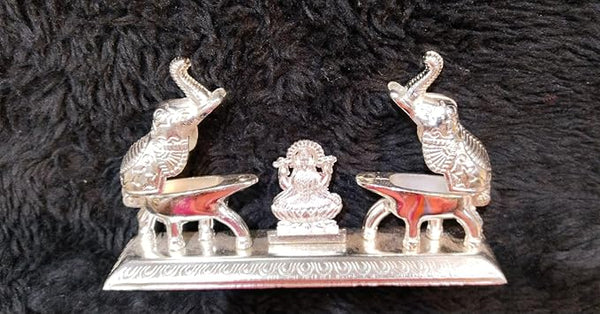 AM0731 Silver Plated Elephant Kankavati with Laxmiji Statue