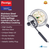 AM2247 Prestige 3L Nakshatra Essential Svachh Stainless Steel Pressure Cookers( Silver, Tri-Ply Bottom, Inner Lid)