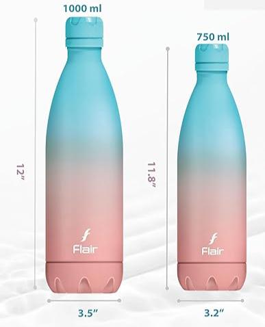 AM2542 Flair Pop SS 304 Vacuum Insulated Bottles 1000ml And 750ml 24 Hours Hot & Cold