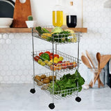 AM3356 Stainless Steel Vegetable Storage Rack Shelf Trolley 3 Layer