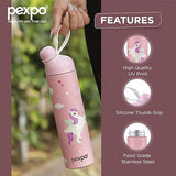 AM2231 Pexpo Pico Stainless Steel Water Bottle Vaccum Insulated Rocket Print Design 500 ml