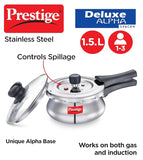 AM2243 Prestige 1.5L Deluxe Alpha Svachh Stainless Steel Outer Lid Pressure Cooker with Glass Lid