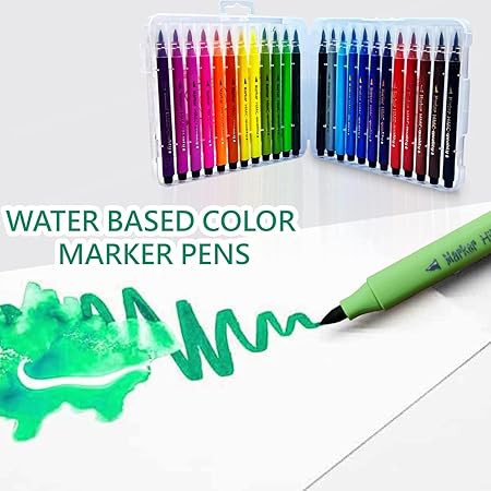 AM2444 Brush Marker Pen Best For Children Soft Head Triangle Easy Grip Water Based Marker Pen HMC-9005 24Pcs