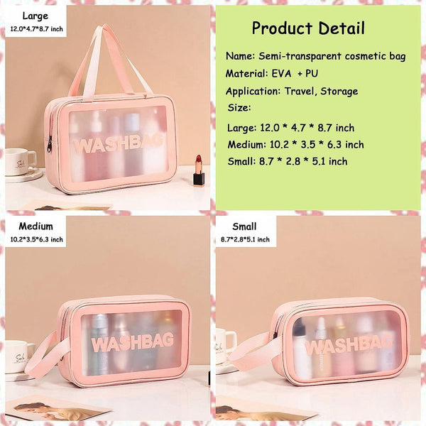 AM6921 Portable Transparent Cosmetic Travel Pouch Set Resistant Makeup Storage Bags