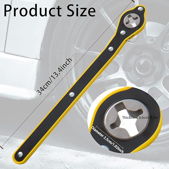 3713 Auto Labor-Saving Jack Ratchet Wrench, Universal 360 Degree Swivel Tire Wheel Jack Ratchet Wrench Scissor Jack