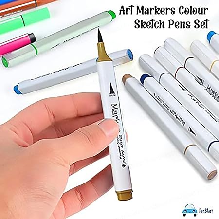 AM2456 Marker Pen Single Head Triangle Delicate Fine Lines Bright Colour HMC-9003 48Pcs Multicolour