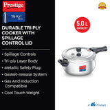 AM2251 Prestige 5L Svachh Tri-Ply handi pressure cooker(outer lid)|Deep Lid for spillage control