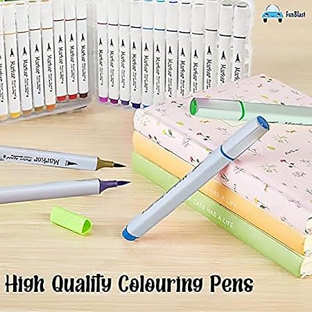 AM2456 Marker Pen Single Head Triangle Delicate Fine Lines Bright Colour HMC-9003 48Pcs Multicolour