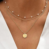 AM1404 Gold Multi-Layer Chain Palace Style Simple Women Necklace Daily Accessory