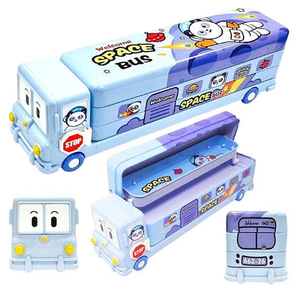 AM0460 Pencil Box Cartoon Printed School Bus Metal