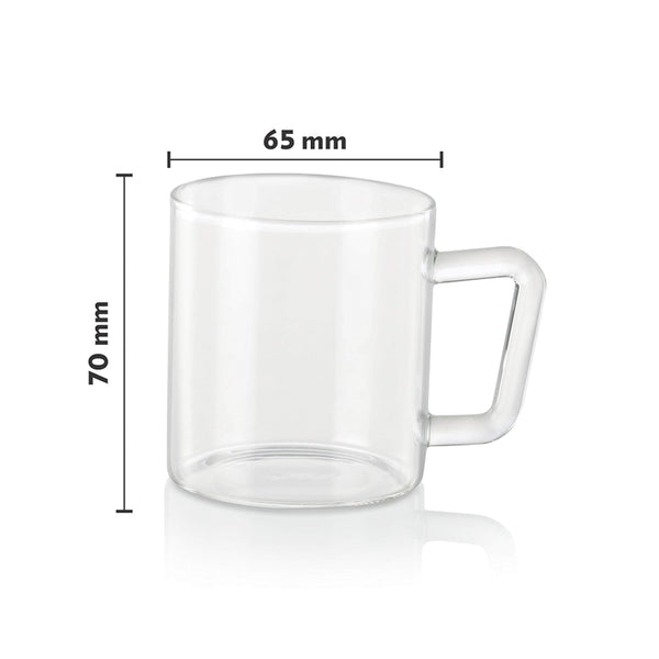 AM3673 Borosil Vision 190ml Glass Classic Mug 6Pcs Set (BV430112098)