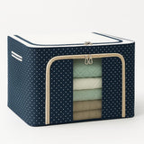 AM7717 Foldable Steel Frame Cloth Organizer for Wardrobe Organizer for Storage Sarees, Shirts, Blankets, Clothes Storage Box with Handle